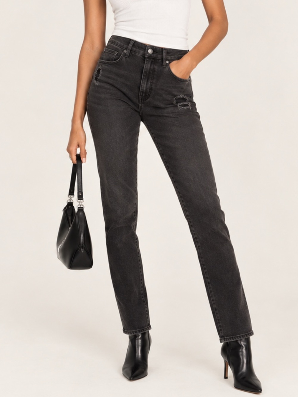 Good American Good Legs Black Skinny Jeans - High Waist Fit Size 18